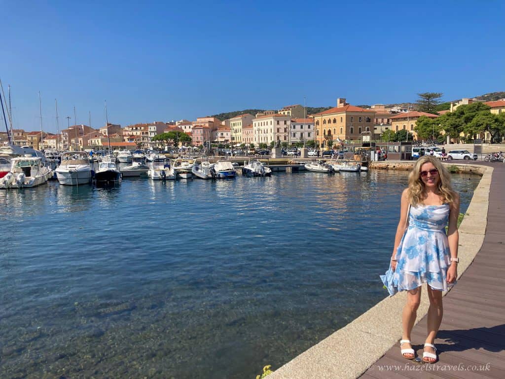 Picturesque harbour with sailboats and colourful Mediterranean buildings in the background, showcasing a scenic travel destination in Italy.