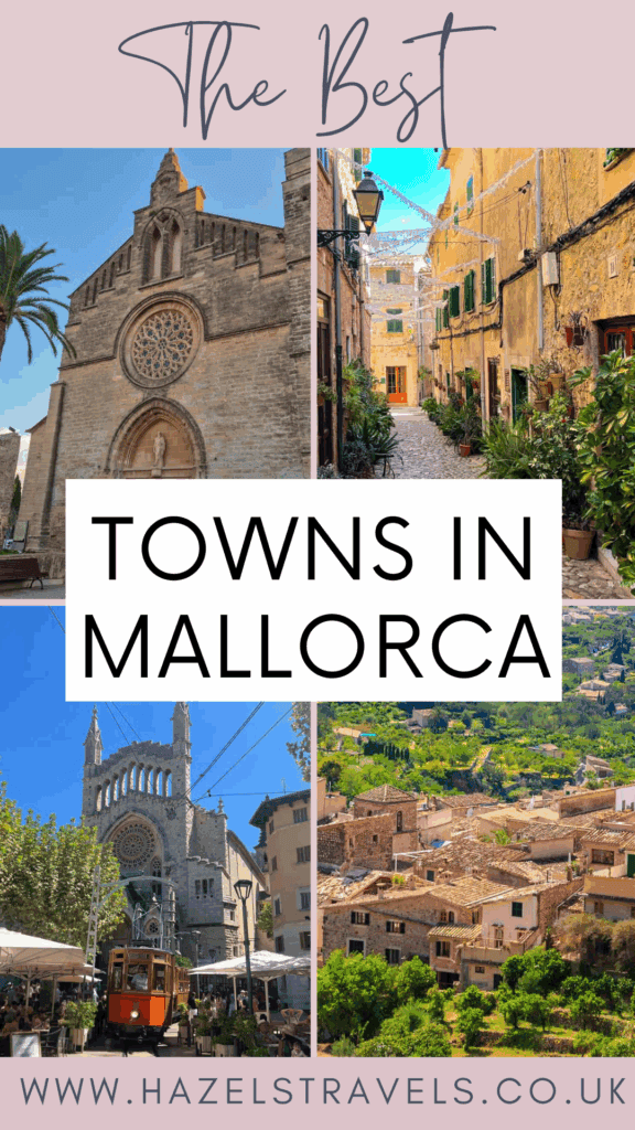A PInterest pin showcasing four od the best towns in M allorca in a square grid. 