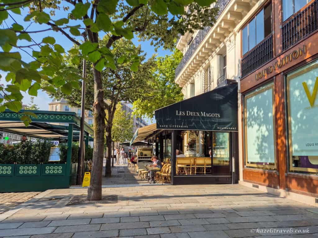 Saint-Germain-des-Prés boutique, Paris - Chic Parisian shopfront with leafy trees and elegant window displays