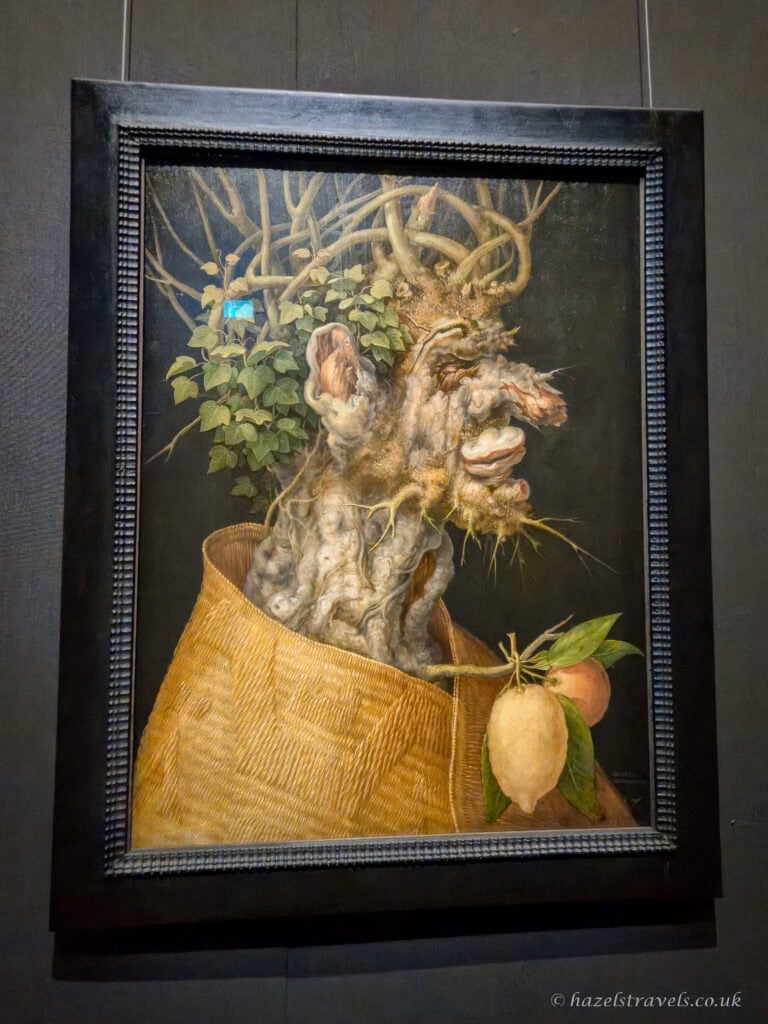 Arcimboldo’s painting “Winter”, depicting a human face in profile constructed from tree roots, branches, and leaves.